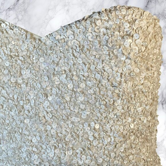 Parker Embellished Sequin Mini Dress in Ivory - Picture 2 of 11